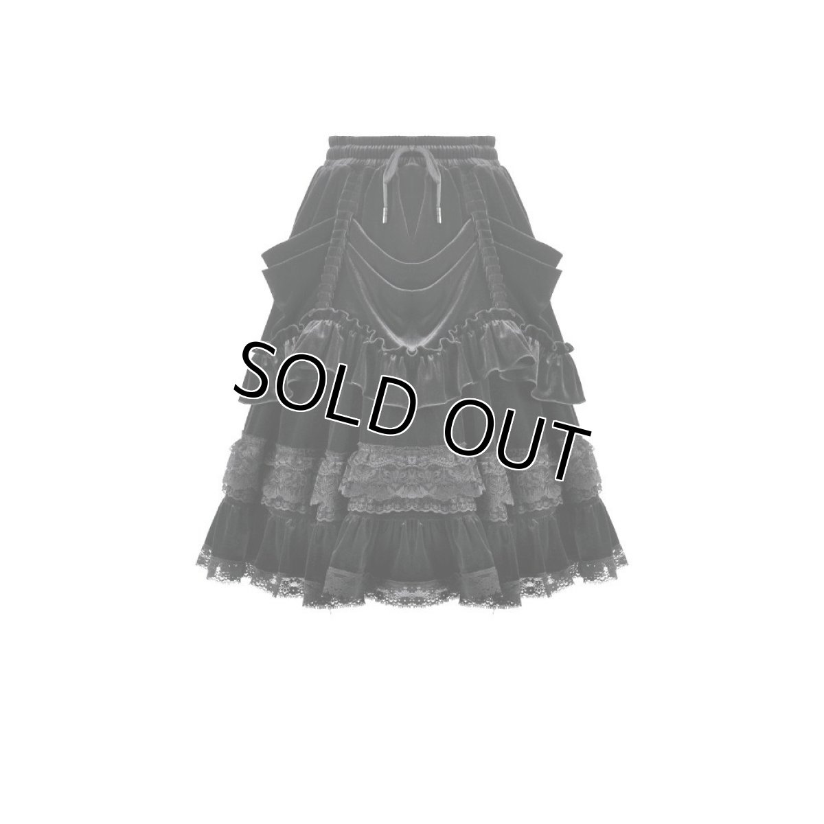 画像2: Dark Lolita Skirt in Matte Velvet with Lace Trims / スカート【DARK IN LOVE】 (2)