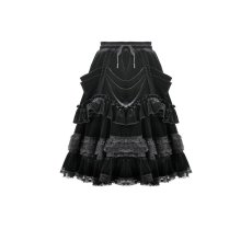 画像2: Dark Lolita Skirt in Matte Velvet with Lace Trims / スカート【DARK IN LOVE】 (2)
