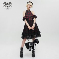 画像1: 🔥SALE🔥punk cheongsam collar plaid dress / ワンピース【Devil Fashion】 (1)
