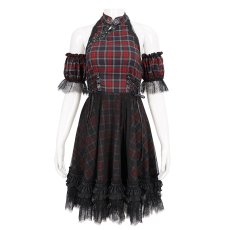 画像6: 🔥SALE🔥punk cheongsam collar plaid dress / ワンピース【Devil Fashion】 (6)