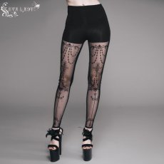画像1: 🔥SALE🔥 Witchy Lich' Gothic Stretchy Mesh Panel Leggings / レギンス【Devil Fashion】 (1)