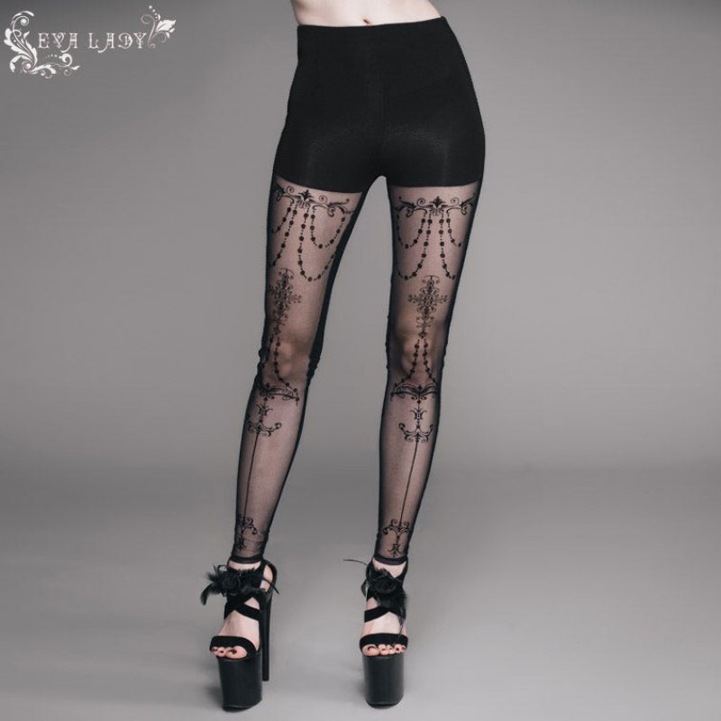 🔥SALE🔥 Witchy Lich' Gothic Stretchy Mesh Panel Leggings