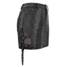 画像9: 🔥SALE🔥Villisca' Punk Snakeskin Print Asymmetric Skirt / レザースカート【Devil Fashion】 (9)