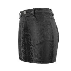 画像10: 🔥SALE🔥Villisca' Punk Snakeskin Print Asymmetric Skirt / レザースカート【Devil Fashion】 (10)