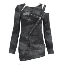 画像9: 🔥SALE🔥Irregular cloud point printed knitted off-shoulder / トップス【Devil Fashion】 (9)