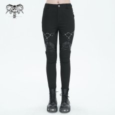 画像1: 🔥SALE🔥Punk Twill decorative Faux Leather Leg Loop Trousers / パンツ【Devil Fashion】 (1)