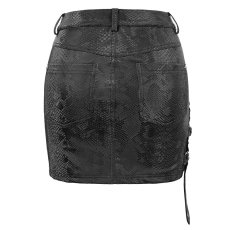 画像11: 🔥SALE🔥Villisca' Punk Snakeskin Print Asymmetric Skirt / レザースカート【Devil Fashion】 (11)
