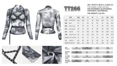 画像16: 🔥SALE🔥Tie-dyed mesh leather strip embellished / トップスセット【Devil Fashion】 (16)