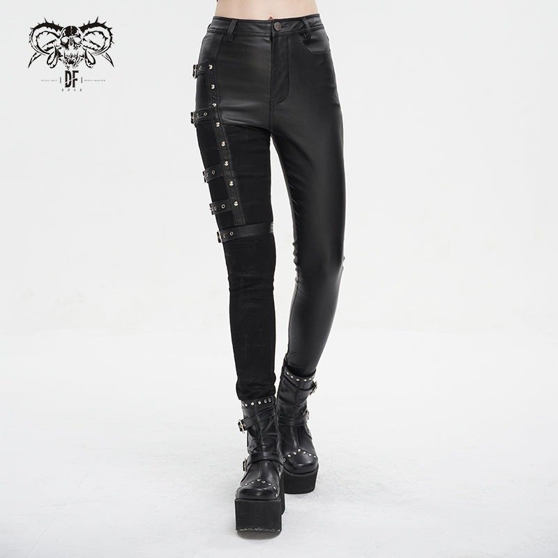 🔥SALE🔥Women's asymmetrical faux leather trousers / レザーパンツ