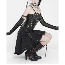 画像5: Black Gothic Punk Skull Lace Up Pleated High-Low Skirt / スカート【Devil Fashion】 (5)