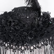 画像11: Long and short tassel black big round widow hat / ハット【Devil Fashion】 (11)