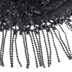 画像13: Long and short tassel black big round widow hat / ハット【Devil Fashion】 (13)