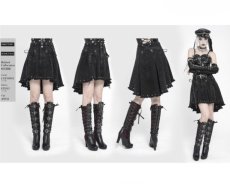 画像15: Black Gothic Punk Skull Lace Up Pleated High-Low Skirt / スカート【Devil Fashion】 (15)
