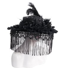 画像8: Long and short tassel black big round widow hat / ハット【Devil Fashion】 (8)