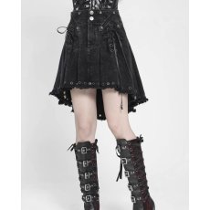 画像8: Black Gothic Punk Skull Lace Up Pleated High-Low Skirt / スカート【Devil Fashion】 (8)