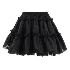 画像9: Black lolita Organza gathered puffy bustle A line skirt / スカート【Devil Fashion】 (9)