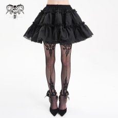 画像2: Black lolita Organza gathered puffy bustle A line skirt / スカート【Devil Fashion】 (2)
