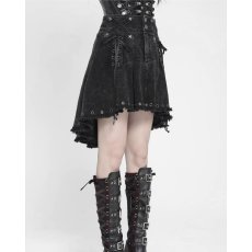 画像10: Black Gothic Punk Skull Lace Up Pleated High-Low Skirt / スカート【Devil Fashion】 (10)