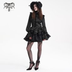 画像3: Black lolita Organza gathered puffy bustle A line skirt / スカート【Devil Fashion】 (3)