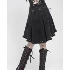 画像11: Black Gothic Punk Skull Lace Up Pleated High-Low Skirt / スカート【Devil Fashion】 (11)