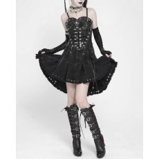 画像6: Black Gothic Punk Skull Lace Up Pleated High-Low Skirt / スカート【Devil Fashion】 (6)