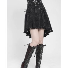 画像9: Black Gothic Punk Skull Lace Up Pleated High-Low Skirt / スカート【Devil Fashion】 (9)