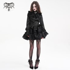 画像4: Black lolita Organza gathered puffy bustle A line skirt / スカート【Devil Fashion】 (4)