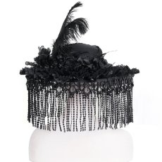画像10: Long and short tassel black big round widow hat / ハット【Devil Fashion】 (10)