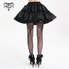 画像6: Black lolita Organza gathered puffy bustle A line skirt / スカート【Devil Fashion】 (6)