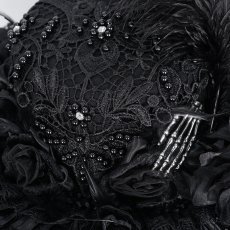 画像12: Long and short tassel black big round widow hat / ハット【Devil Fashion】 (12)