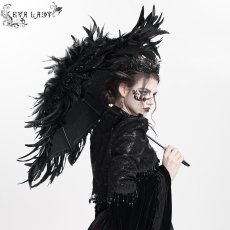 画像4: Gothic long feather small umbrella / ゴシックパラソル / 傘【Devil Fashion】 (4)