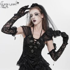 画像5: Butterfly Lace Mesh Gothic Long Gloves / アームカバー【Devil Fashion】 (5)