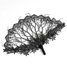 画像7: Fan with Branch-Patterned Lace Appliqué / 扇子【Devil Fashion】 (7)