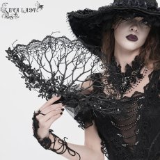画像3: Fan with Branch-Patterned Lace Appliqué / 扇子【Devil Fashion】 (3)