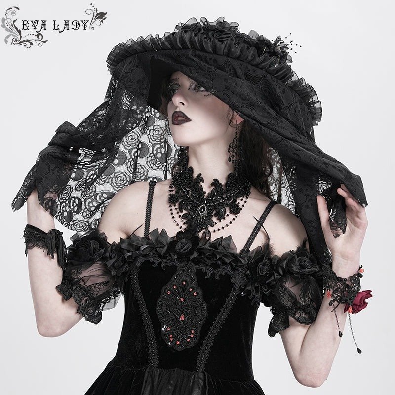 Black Skull Rose Mesh Widow Hat / 髑髏の花嫁 / ハット【Devil