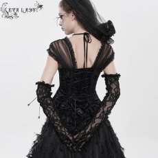 画像6: Butterfly Lace Mesh Gothic Long Gloves / アームカバー【Devil Fashion】 (6)