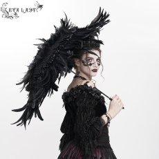 画像5: Gothic long feather small umbrella / ゴシックパラソル / 傘【Devil Fashion】 (5)