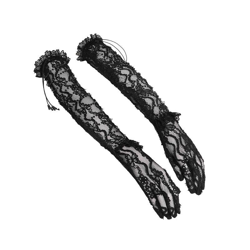 Butterfly Lace Mesh Gothic Long Gloves / アームカバー【Devil