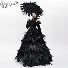 画像3: Gothic long feather small umbrella / ゴシックパラソル / 傘【Devil Fashion】 (3)