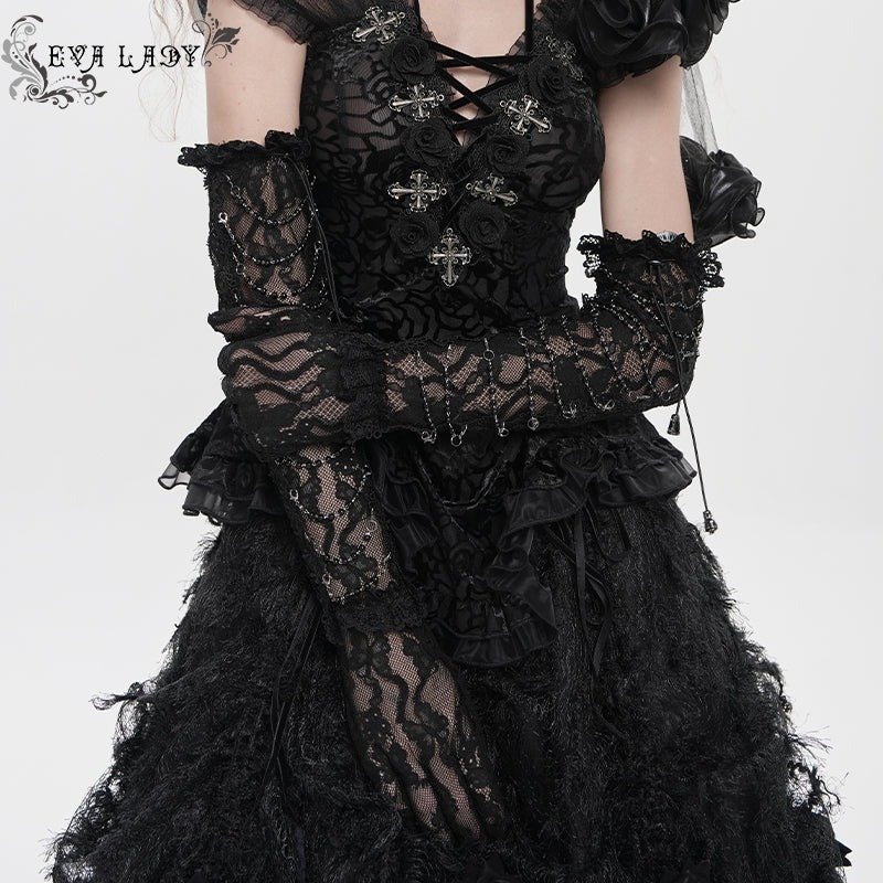 Butterfly Lace Mesh Gothic Long Gloves / アームカバー【Devil