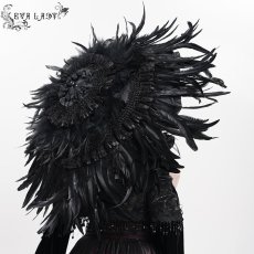 画像2: Gothic long feather small umbrella / ゴシックパラソル / 傘【Devil Fashion】 (2)