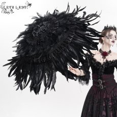 画像1: Gothic long feather small umbrella / ゴシックパラソル / 傘【Devil Fashion】 (1)
