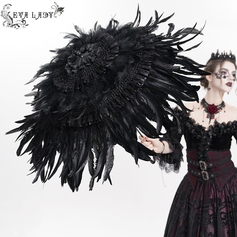 Gothic long feather small umbrella / ゴシックパラソル / 傘【Devil