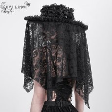 画像3: Black Skull Rose Mesh Widow Hat / 髑髏の花嫁 / ハット【Devil Fashion】 (3)