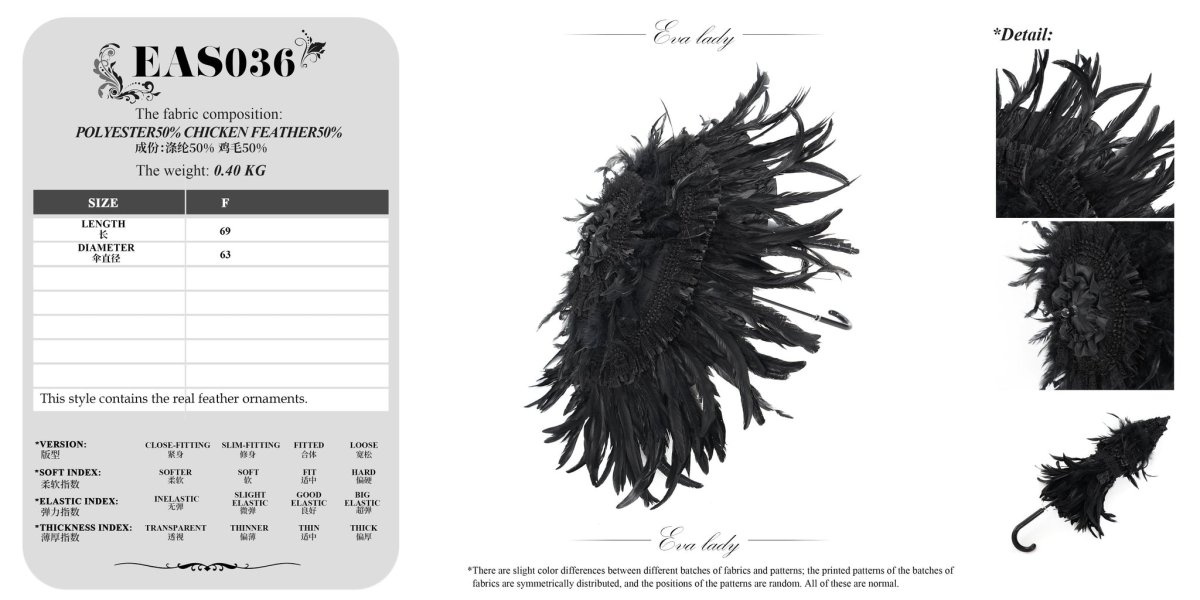 画像11: Gothic long feather small umbrella / ゴシックパラソル / 傘【Devil Fashion】 (11)