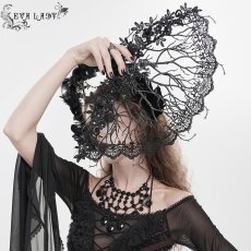 画像4: Fan with Branch-Patterned Lace Appliqué / 扇子【Devil Fashion】 (4)