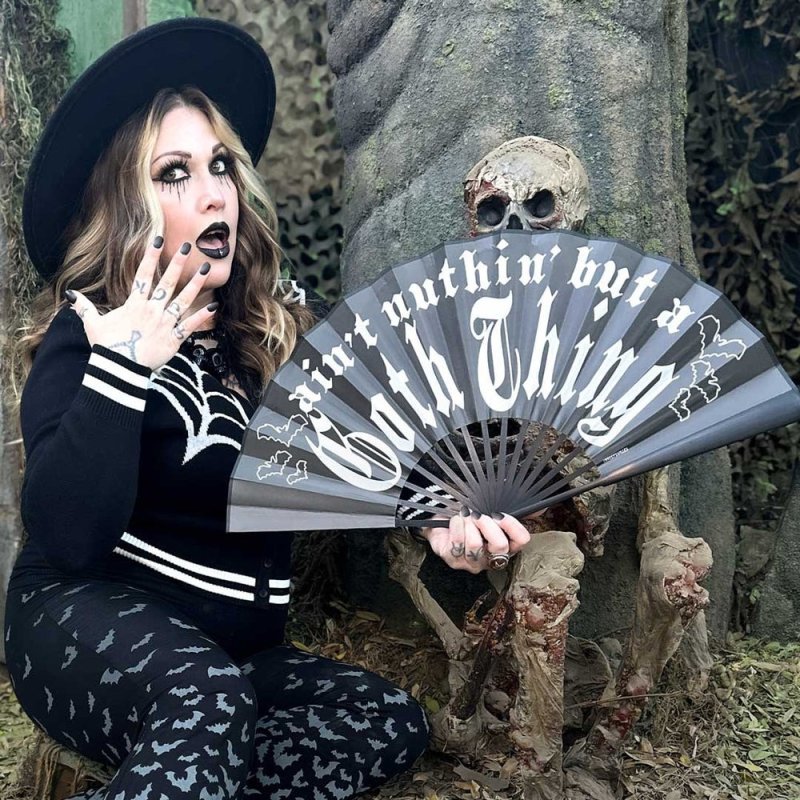 kagrra, 神楽 舞扇子 扇子 ライブグッズ V系 バンド Goth Thing Double Sided Fan / XLサイズ / 扇子【KREEPSVILLE 666