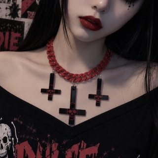 🔥SALE🔥Inverted Cross / Skull / Purple / ネックレス【KREEPSVILLE