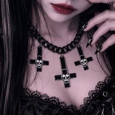 画像1: 🔥SALE🔥Inverted Cross / Skull / Black / ネックレス【KREEPSVILLE 666】 (1)