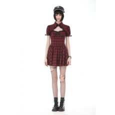 画像10: Retro Punk Red Plaid Cutout Lace-Up Dress / ワンピース【DARK IN LOVE】 (10)